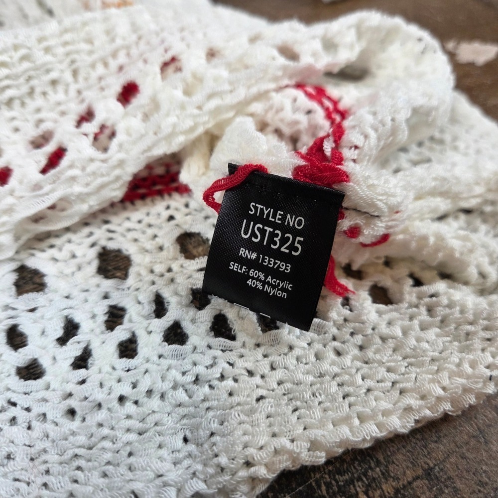 Anthropologie POL Crochet Knit Star Hoodie White Color Stripes Boho Hippie Small - Picture 8 of 11